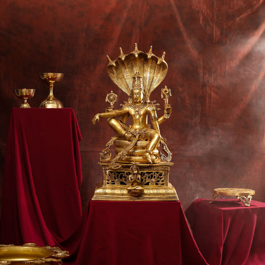 Brass Superfine Sitting Lord Vishnu Idol (28 Inch)