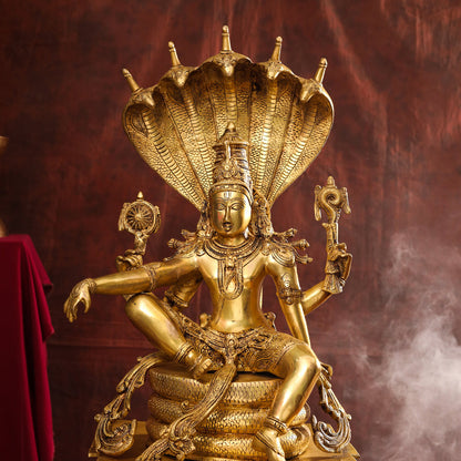 Brass Superfine Sitting Lord Vishnu Idol (28 Inch)