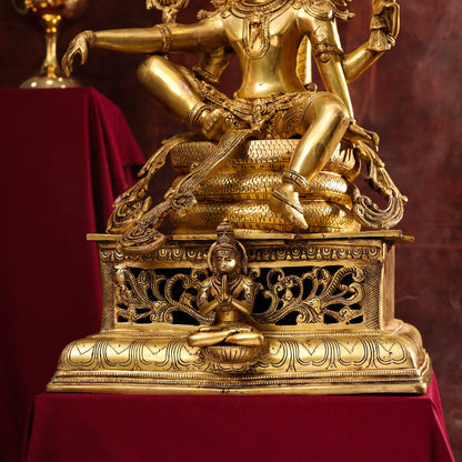 Brass Superfine Sitting Lord Vishnu Idol (28 Inch)