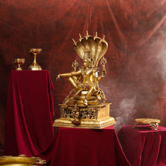 Brass Superfine Sitting Lord Vishnu Idol (28 Inch)