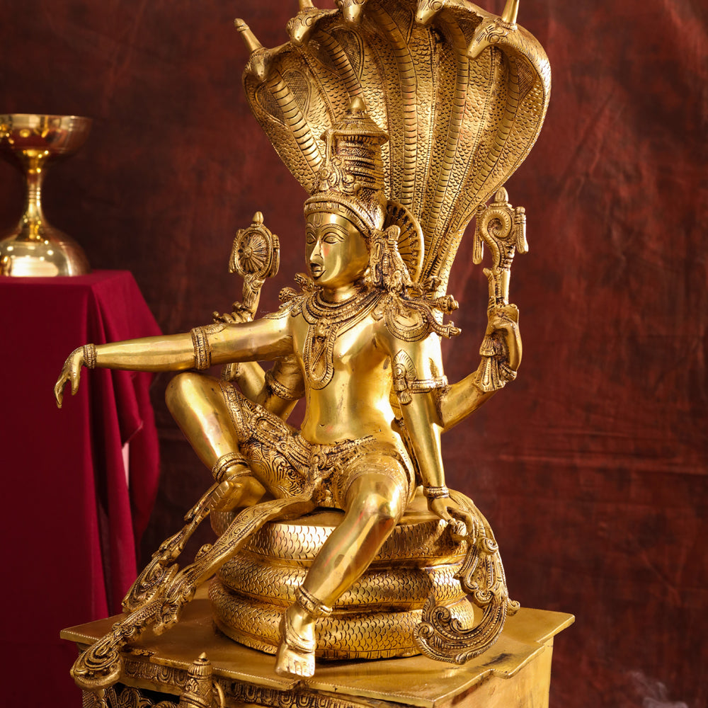 Brass Superfine Sitting Lord Vishnu Idol (28 Inch)