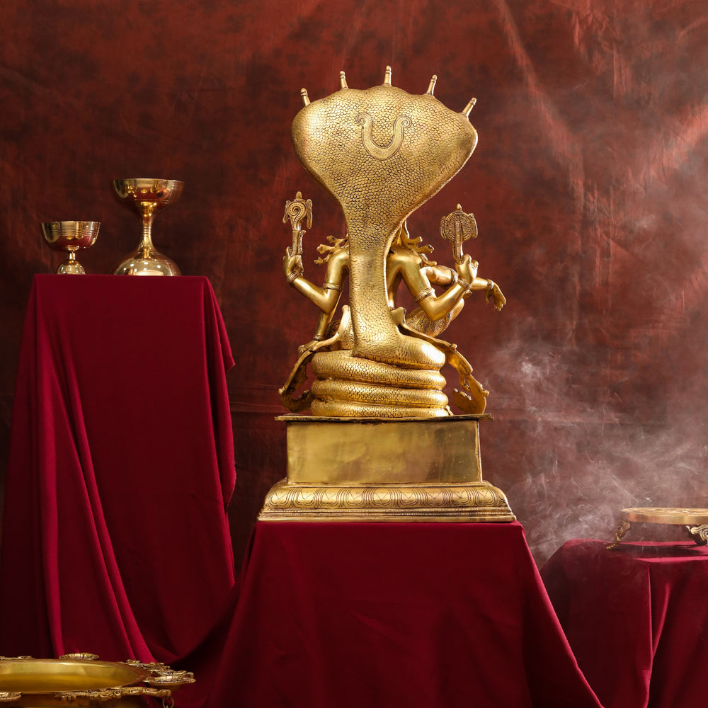 Brass Superfine Sitting Lord Vishnu Idol (28 Inch)