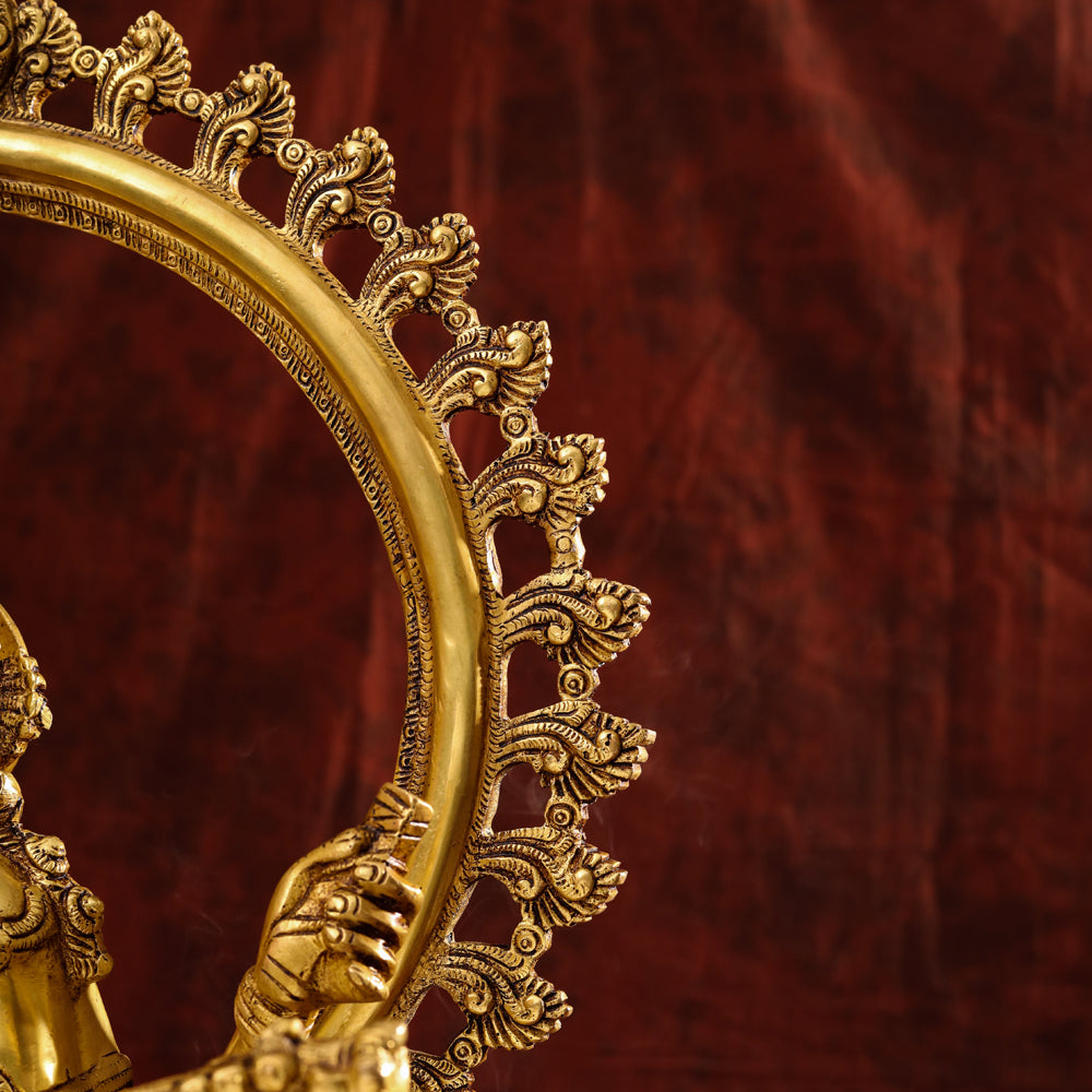 Brass Goddess Frame Saraswati Statue (27 Inch)