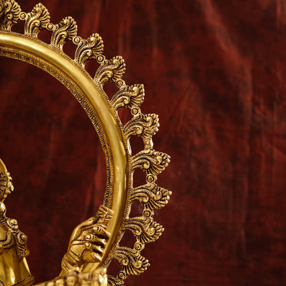 Brass Goddess Frame Saraswati Statue (27 Inch)