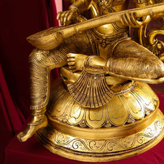 Brass Goddess Frame Saraswati Statue (27 Inch)