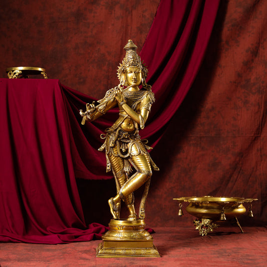 Brass Superfine Krishna Statue (35 Inch)