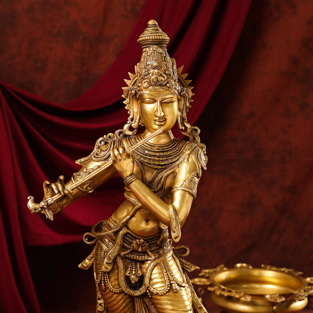 Brass Superfine Krishna Statue (35 Inch)