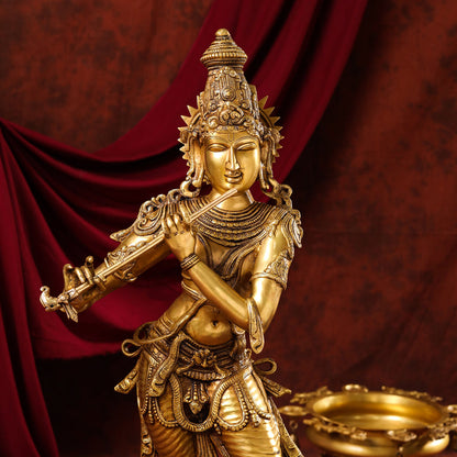 Brass Superfine Krishna Statue (35 Inch)