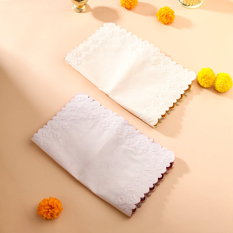Sequin And Pearl Work Red Velvet God Pooja Asana