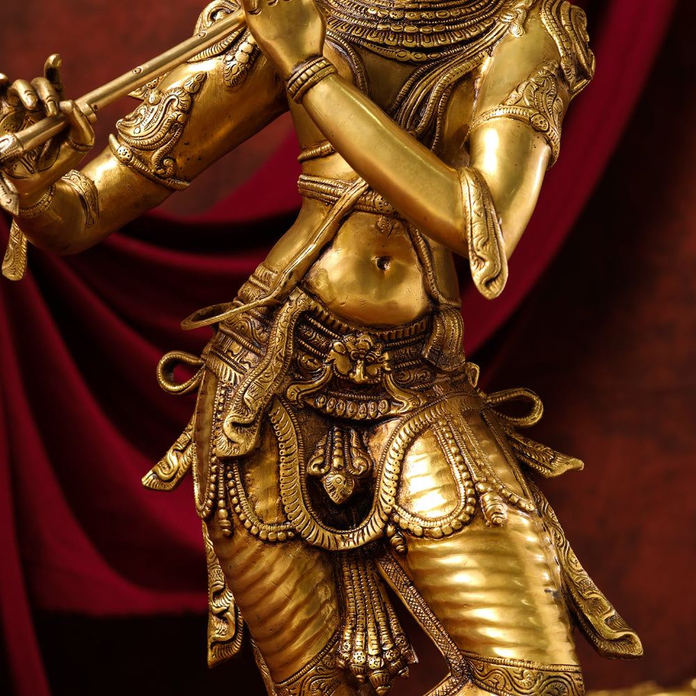 Brass Superfine Krishna Statue (35 Inch)