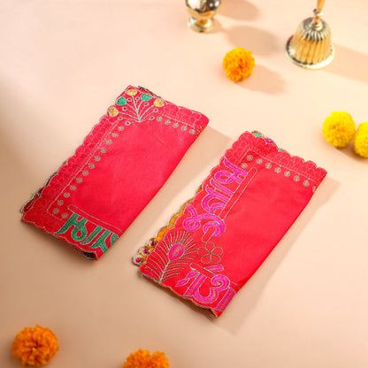 Radhe Shyam Pearl And Stone Work Velvet Pooja Asana