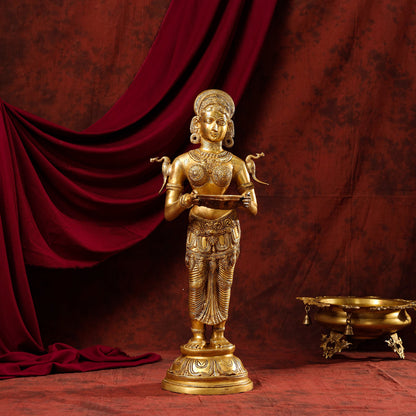 Brass Deep Lakshmi Statue (30 Inch)