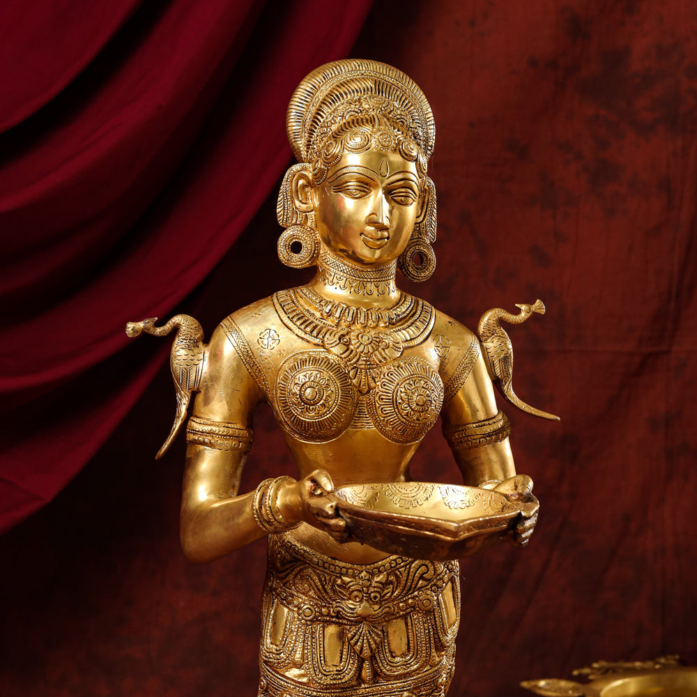 Brass Deep Lakshmi Statue (30 Inch)