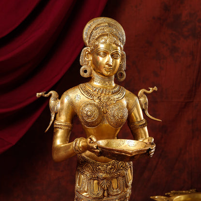 Brass Deep Lakshmi Statue (30 Inch)
