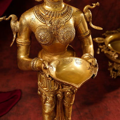Brass Deep Lakshmi Statue (30 Inch)