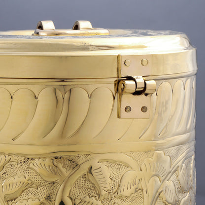 Brass Storage Container With Flower Pattern