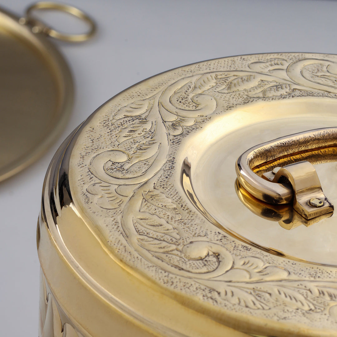 Brass Storage Container With Flower Pattern