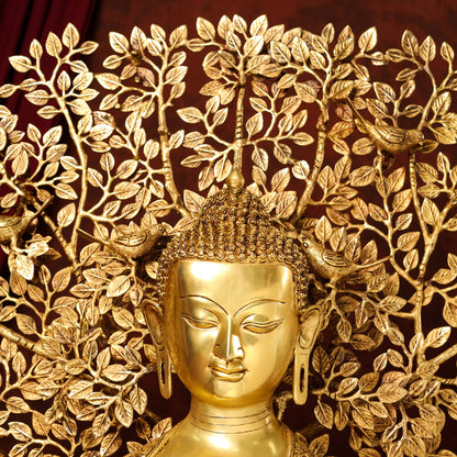 Brass Home Decor Buddha Statue With Tree (42 Inch)