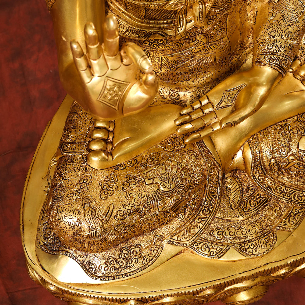 Brass Home Decor Buddha Statue With Tree (42 Inch)