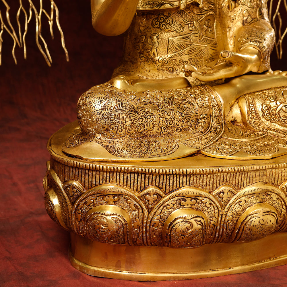 Brass Home Decor Buddha Statue With Tree (42 Inch)