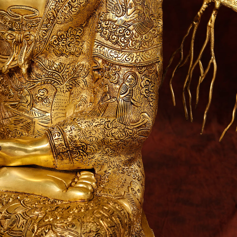 Brass Home Decor Buddha Statue With Tree (42 Inch)