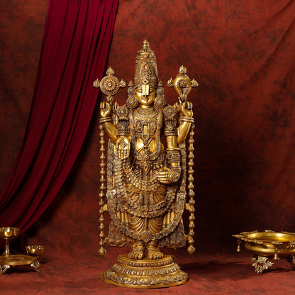 Brass Tirupati Balaji/Venkateshwar Idol (48 Inch)