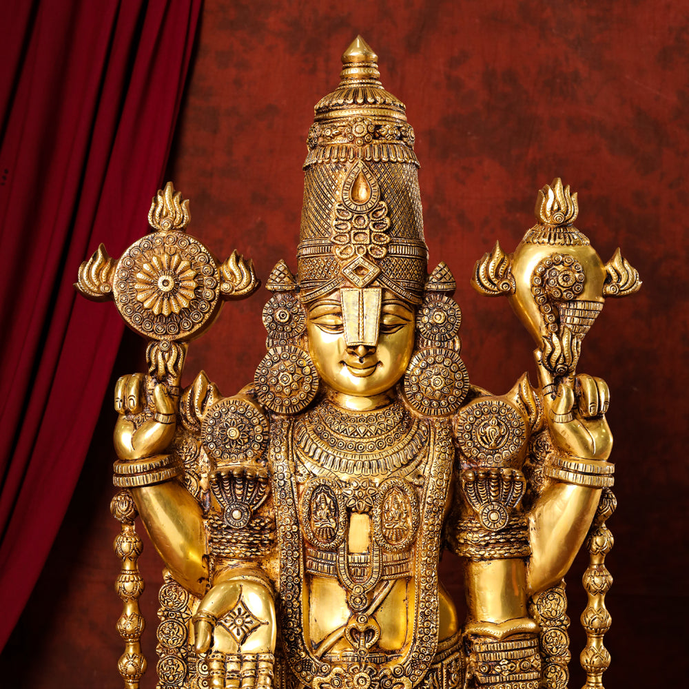Brass Tirupati Balaji/Venkateshwar Idol (48 Inch)