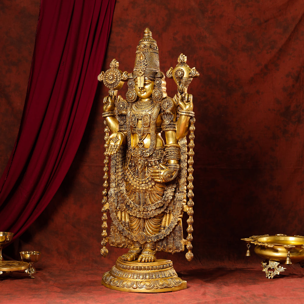 Brass Tirupati Balaji/Venkateshwar Idol (48 Inch)