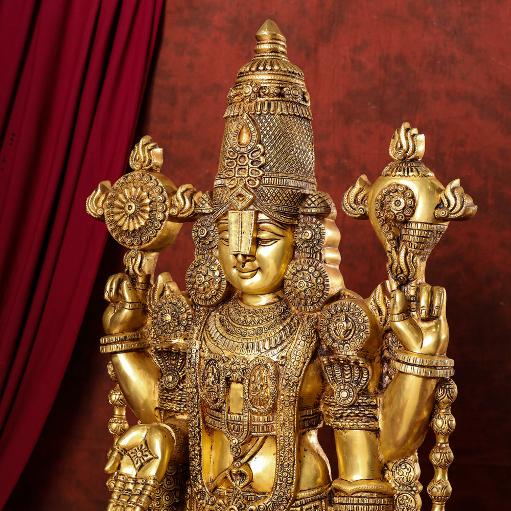 Brass Tirupati Balaji/Venkateshwar Idol (48 Inch)