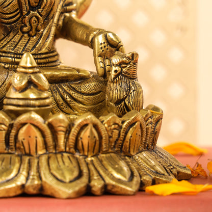 Brass Superfine Lotus Goddess Lakshmi Idol (5.5 Inch)