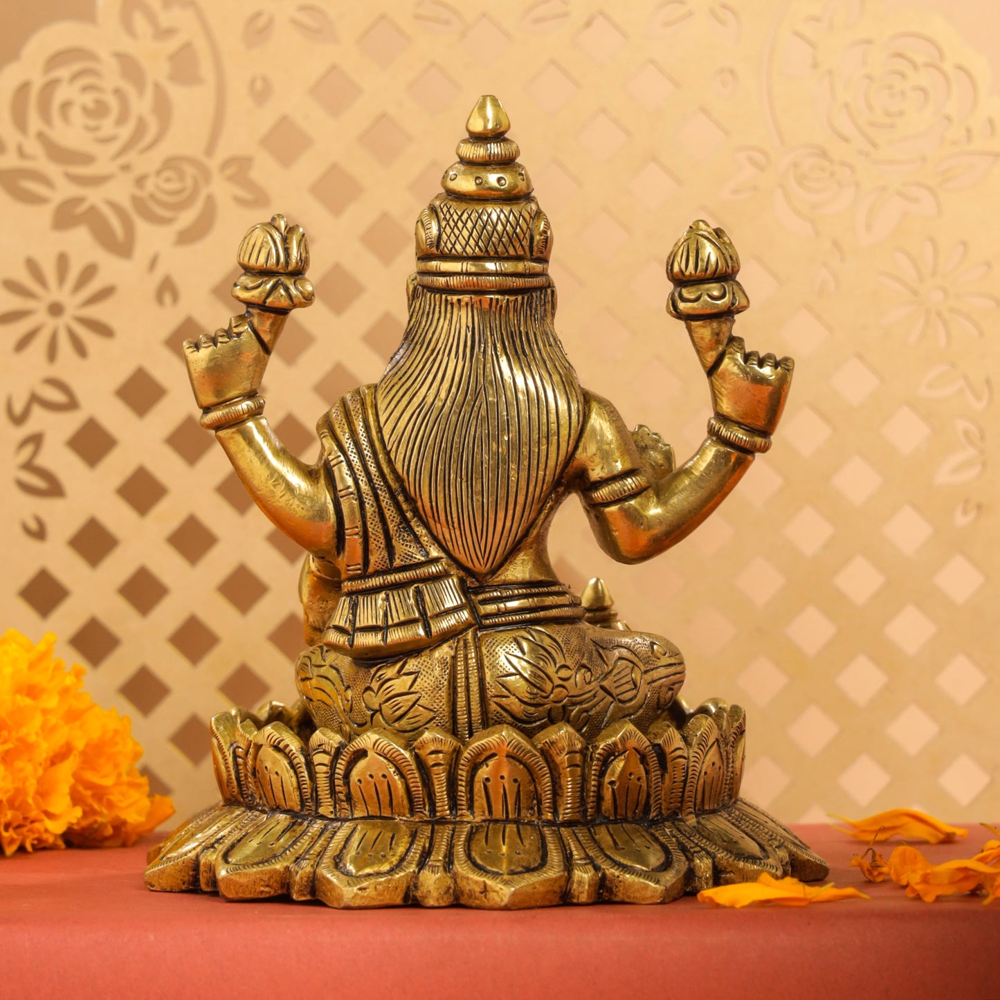 Brass Superfine Lotus Goddess Lakshmi Idol (5.5 Inch)