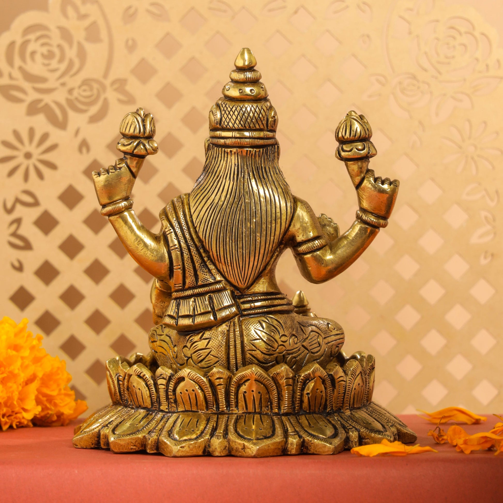 Brass Superfine Lotus Goddess Lakshmi Idol (5.5 Inch)
