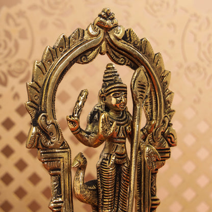 Brass Lord Murugan/Kartikeya Frame Idol (6.5 Inch)