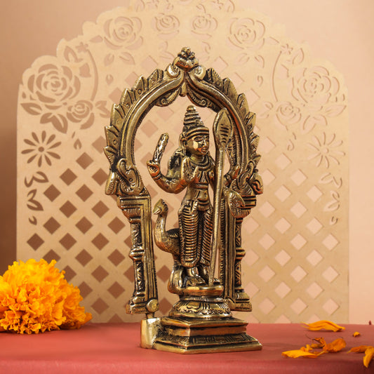 Brass Lord Murugan/Kartikeya Frame Idol (6.5 Inch)