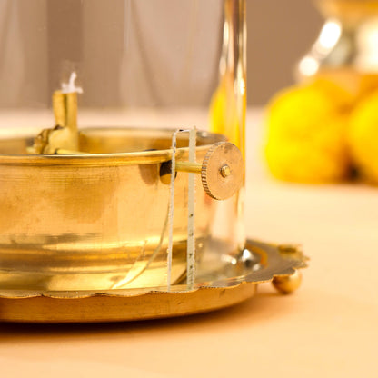 Brass Glass Akhand Jyoti Diya