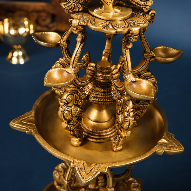 Brass Superfine Peacock Long Lamp (27 Inch)