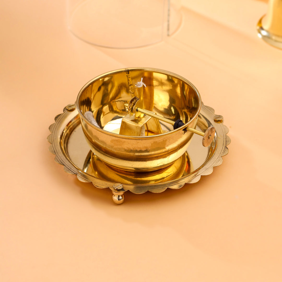 Brass Glass Akhand Jyoti Diya