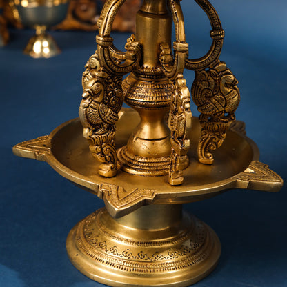 Brass Superfine Peacock Long Lamp (27 Inch)