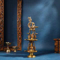 Brass Superfine Peacock Long Lamp (27 Inch)