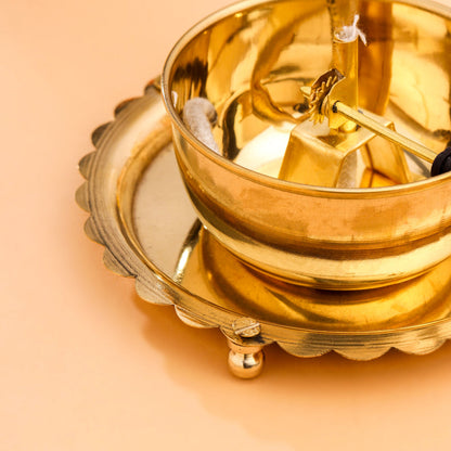 Brass Glass Akhand Jyoti Diya