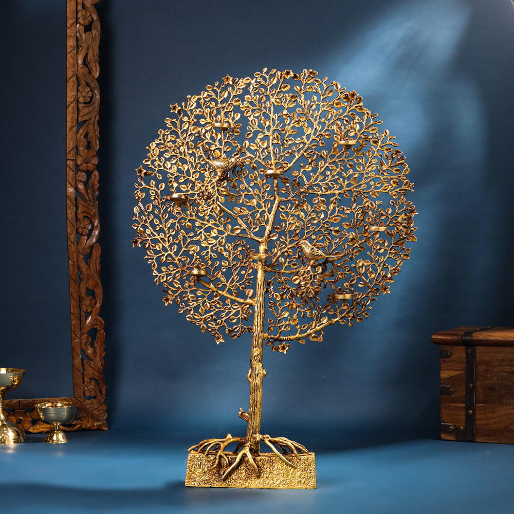 Brass Kalpvriksha Candle Holder (35 Inch)