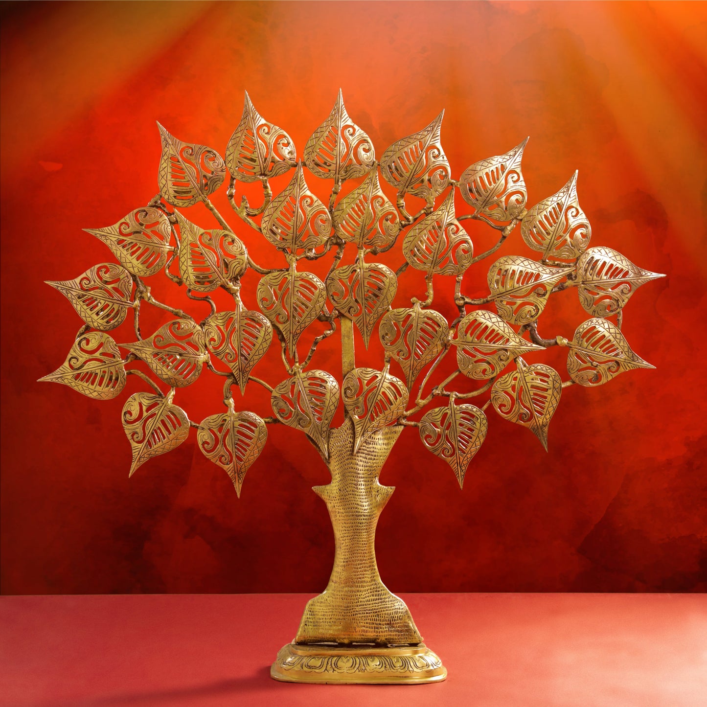 Brass Handcarved Kalpvriksha Tree Idol (10.5")