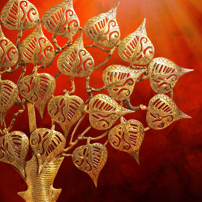 Brass Handcarved Kalpvriksha Tree Idol (10.5")