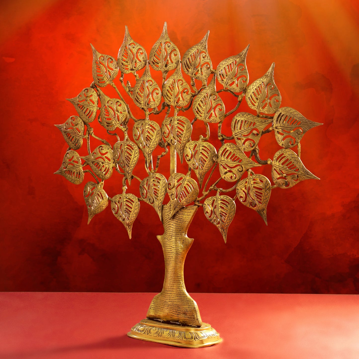 Brass Handcarved Kalpvriksha Tree Idol (10.5")