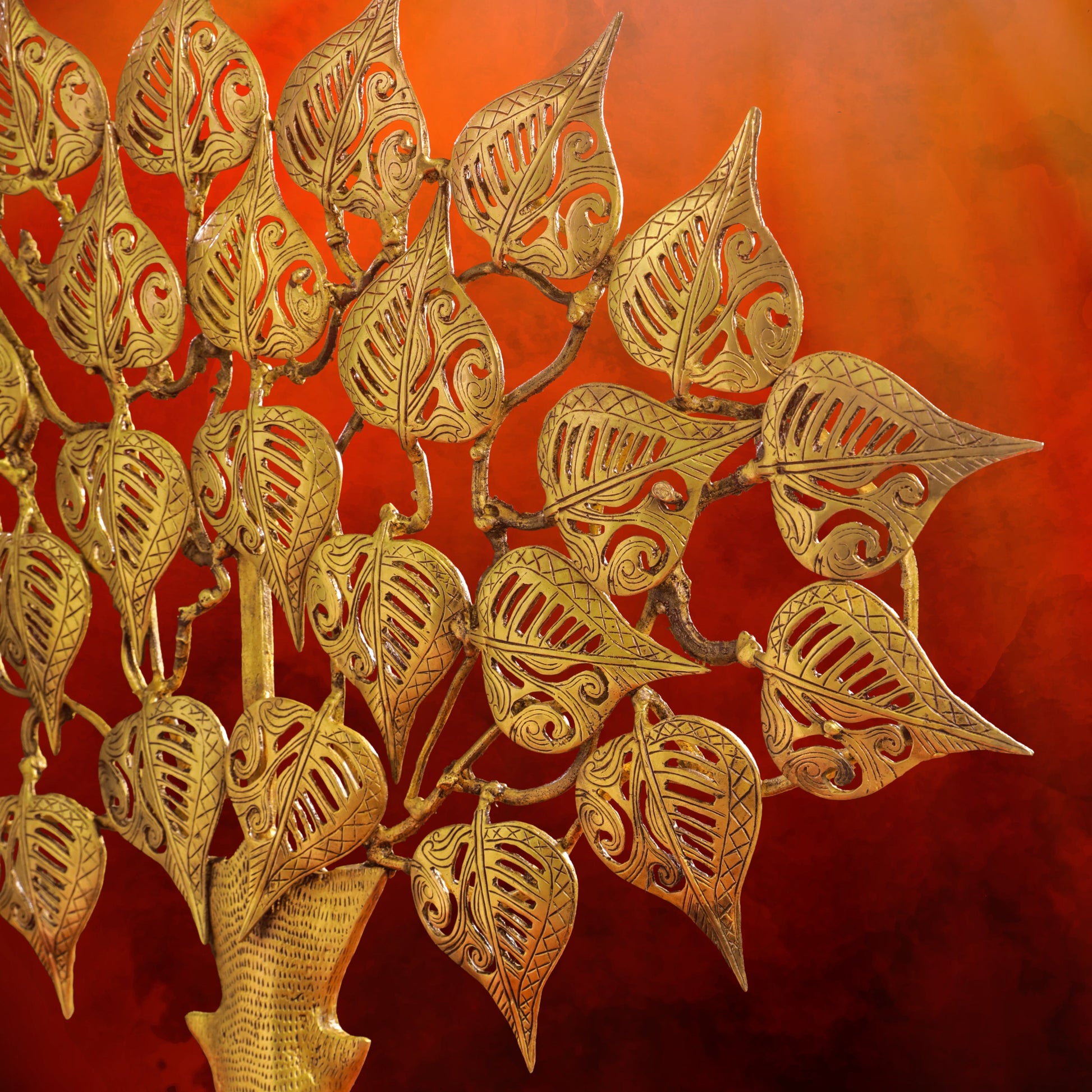 Brass Handcarved Kalpvriksha Tree Idol (10.5")