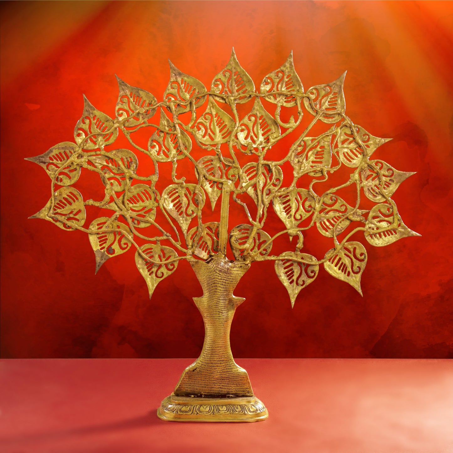 Brass Handcarved Kalpvriksha Tree Idol (10.5")