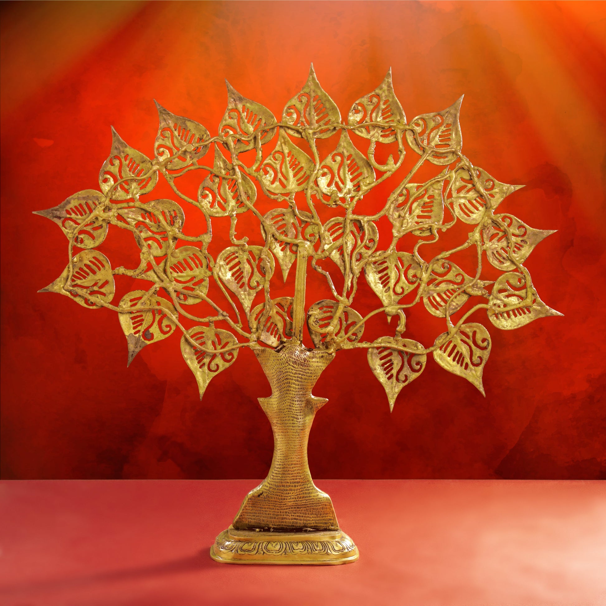 Brass Handcarved Kalpvriksha Tree Idol (10.5")