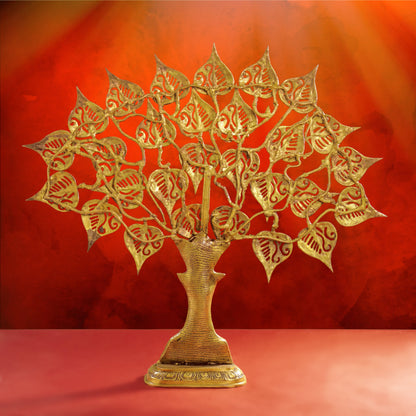 Brass Handcarved Kalpvriksha Tree Idol (10.5")