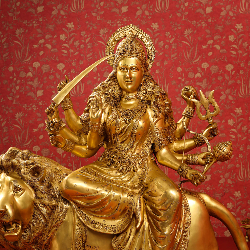 Brass Goddess Durga Statue (40 Inch)