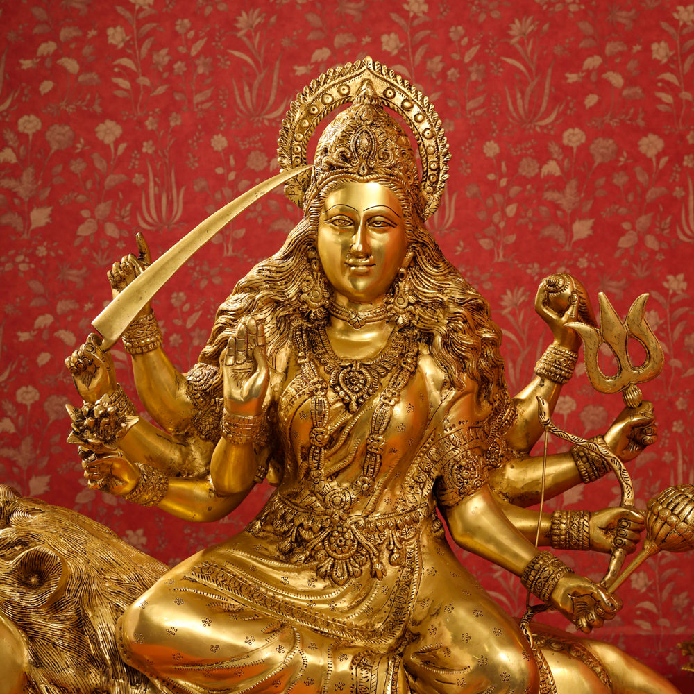 Brass Goddess Durga Statue (40 Inch)